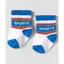 Cute Walk by Babyhug Knit Ankle Length Anti Bacterial Socks With Text Design Pack Of 3 - Yellow Blue & Orange