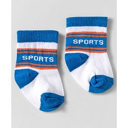 Cute Walk by Babyhug Knit Ankle Length Anti Bacterial Socks With Text Design Pack Of 3 - Yellow Blue & Orange