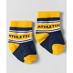 Cute Walk by Babyhug Knit Ankle Length Anti Bacterial Socks With Text Design Pack Of 3 - Yellow Blue & Orange