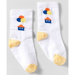Cute Walk by Babyhug Knit Ankle Length Anti Bacterial Socks With Smiley Face Design Pack Of 3 - White & Blue