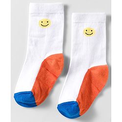 Cute Walk by Babyhug Knit Ankle Length Anti Bacterial Socks With Smiley Face Design Pack Of 3 - White & Blue