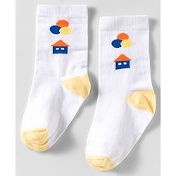 Cute Walk by Babyhug Knit Ankle Length Anti Bacterial Socks With Smiley Face Design Pack Of 3 - White & Blue