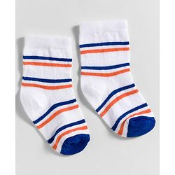 Cute Walk by Babyhug Knit Ankle Length Anti Bacterial Socks With Text Design Pack Of 3 - Blue & White