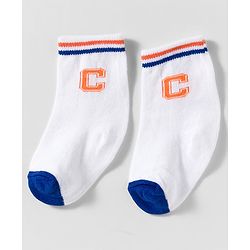 Cute Walk by Babyhug Knit Ankle Length Anti Bacterial Socks With Text Design Pack Of 3 - Blue & White
