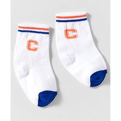 Cute Walk by Babyhug Knit Ankle Length Anti Bacterial Socks With Text Design Pack Of 3 - Blue & White