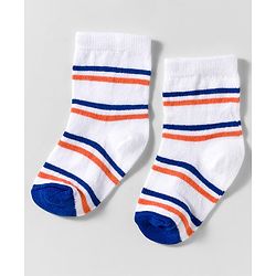 Cute Walk by Babyhug Knit Ankle Length Anti Bacterial Socks With Text Design Pack Of 3 - Blue & White