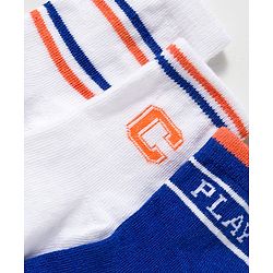 Cute Walk by Babyhug Knit Ankle Length Anti Bacterial Socks With Text Design Pack Of 3 - Blue & White