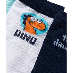 Cute Walk by Babyhug Knit Ankle Length Anti Bacterial Socks With Text Design Pack Of 3 - Navy Blue Aqua & White