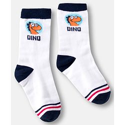 Cute Walk by Babyhug Knit Ankle Length Anti Bacterial Socks With Text Design Pack Of 3 - Navy Blue Aqua & White