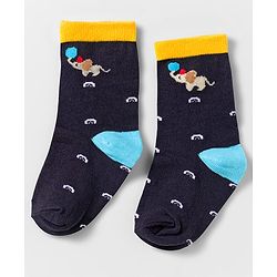 Cute Walk by Babyhug Knit Ankle Length Anti Bacterial Socks With Text Design Pack Of 3 - Navy Blue & White