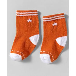 Cute Walk by Babyhug Knit Ankle Length Anti Bacterial Socks With Stripes Design Pack Of 3 - Orange & White