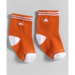 Cute Walk by Babyhug Knit Ankle Length Anti Bacterial Socks With Stripes Design Pack Of 3 - Orange & White