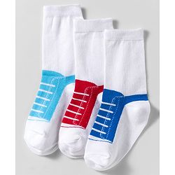 Cute Walk by Babyhug Knit Ankle Length Anti Bacterial Socks With Shoe Design Pack of 3 - Multicolor