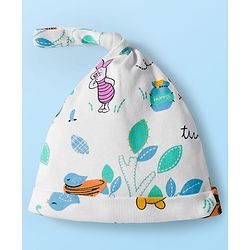 Babyhug Disney Interlock Knit Half Sleeves Onesie & Diaper Legging With Pony Cap Set  Winnie the Pooh Print- White