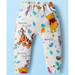 Babyhug Disney Interlock Knit Half Sleeves Onesie & Diaper Legging With Pony Cap Set  Winnie the Pooh Print- White