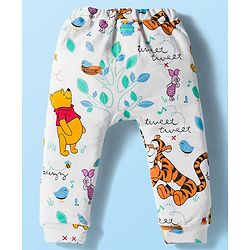 Babyhug Disney Interlock Knit Half Sleeves Onesie & Diaper Legging With Pony Cap Set  Winnie the Pooh Print- White