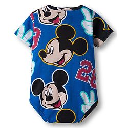 Babyhug Disney Interlock Knit Half Sleeves Onesie with Diaper Legging & Pony Cap Set with Mickey Mouse Print - Blue