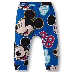 Babyhug Disney Interlock Knit Half Sleeves Onesie with Diaper Legging & Pony Cap Set with Mickey Mouse Print - Blue