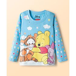 Babyhug Disney Single Jersey Knit Full Length Night Suit With Winnie The Pooh Graphics - Light Blue