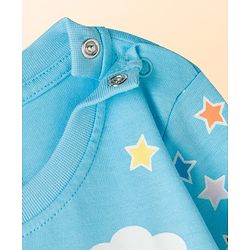 Babyhug Disney Single Jersey Knit Full Length Night Suit With Winnie The Pooh Graphics - Light Blue