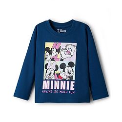 Babyhug Disney Single Jersey Knit Full Sleeves Night Suit With Minnie Mouse & Friends Graphics - Navy Blue