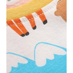 Babyhug Cotton Knit Full Sleeves Co-ords Night Suit with Jungle Theme Print - White