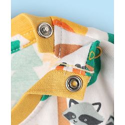 Babyhug Cotton Knit Full Sleeves Co-ords Night Suit with Jungle Theme Print - White
