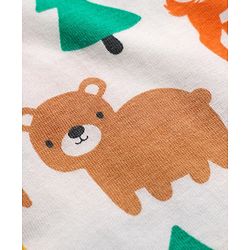 Babyhug Cotton Knit Full Sleeves Co-ords Night Suit with Jungle Theme Print - White