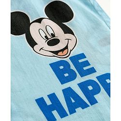 Babyhug Disney Woven Half Sleeves Shirts With Mickey Mouse Print - Blue