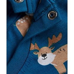 Babyhug Cotton Knit Full Sleeves Night Suit with Reindeer Print - Blue