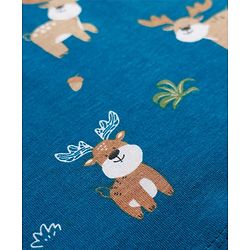 Babyhug Cotton Knit Full Sleeves Night Suit with Reindeer Print - Blue