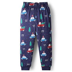 Babyhug Cotton Knit Full Sleeves Co-ords Night Suit with Christmas Print - Navy Blue