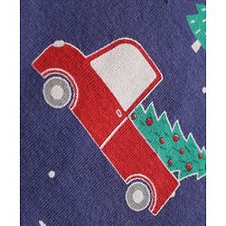 Babyhug Cotton Knit Full Sleeves Co-ords Night Suit with Christmas Print - Navy Blue