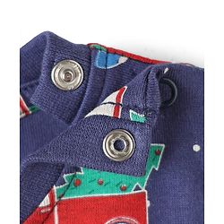 Babyhug Cotton Knit Full Sleeves Co-ords Night Suit with Christmas Print - Navy Blue