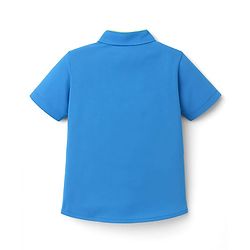Babyhug Disney Single Jersey Woven Half Sleeves Shirt with Mickey Mouse Graphic - Blue