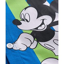 Babyhug Disney Single Jersey Woven Half Sleeves Shirt with Mickey Mouse Graphic - Blue