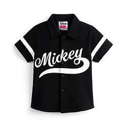 Babyhug Disney Poplin Woven Half Sleeves Shirt With Mickey Mouse Print - Black