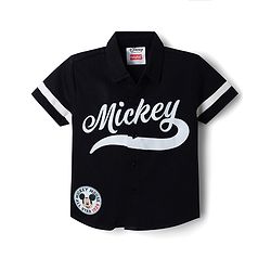 Babyhug Disney Poplin Woven Half Sleeves Shirt With Mickey Mouse Print - Black