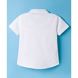 Babyhug Disney Single Jersey Woven Half Sleeves Shirt with Mickey Mouse Graphic - White