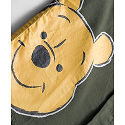 Babyhug Disney Poplin Woven Half Sleeves Printed Shirt with Winnie the Pooh Graphic -Olive Green