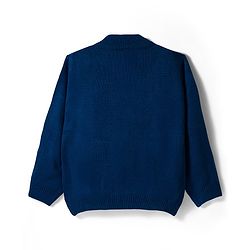 Babyhug Knit Full Sleeves Front Open Sweater with Bear Patch Detailing - Navy Blue
