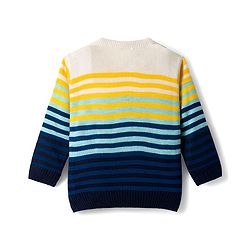 Babyhug Knitted Full Sleeves Striped Pullover Sweater With Patch Design - Multicolor