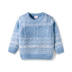 Babyhug Knitted Full Sleeves Sweater Set With Cable Knit Design - Light Blue