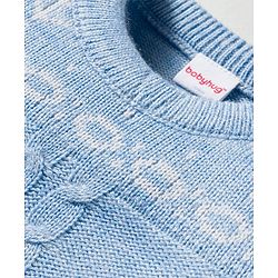 Babyhug Knitted Full Sleeves Sweater Set With Cable Knit Design - Light Blue