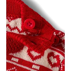 Babyhug Knitted Full Sleeves Sweater Set With Floral & Animal Design - Red