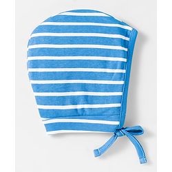 Babyhug 100% Cotton Interlock Knit Caps With Vehicle Print Pack Of 2 Blue & Light Green - Diameter 14.5 cm