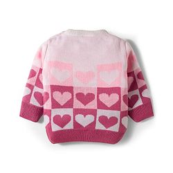 Babyhug Knitted Full Sleeves Sweater Set With Heart Design - Pink