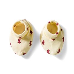 Babyhug 100% Cotton Mittens & Booties Set With Tree Print - Beige