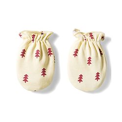 Babyhug 100% Cotton Mittens & Booties Set With Tree Print - Beige