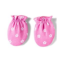 Babyhug 100% Cotton Mittens & Booties Set With Floral Print - Pink